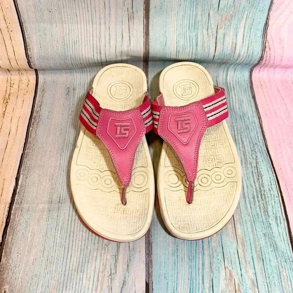 Pink and white therashoe slip on sandals open toe flip Flops - Picture 4 of 12